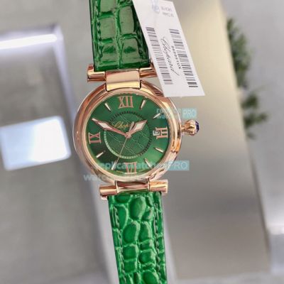 High Quality Replica Chopard IMPERIALE Watch Rose Gold Case Green Dial 36mm